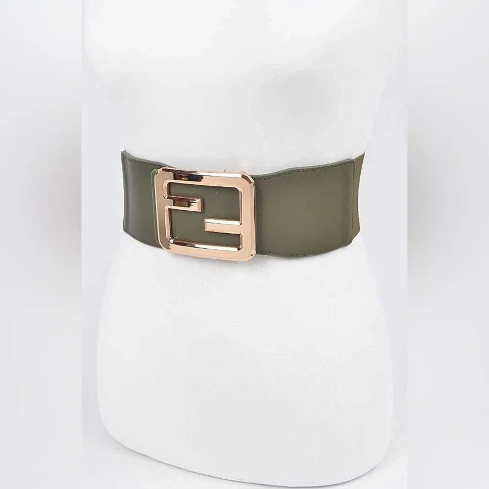 Black & Gold Vegan Leather Statement Belt